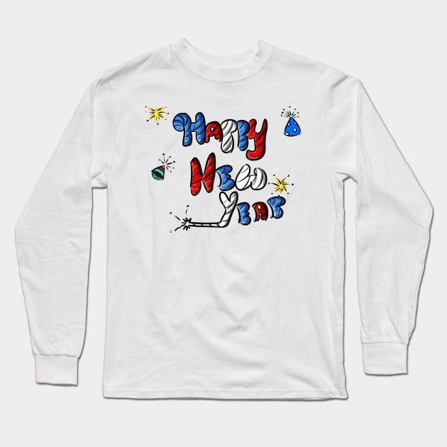 Happy New Year Long Sleeve T-Shirt by Make_them_rawr